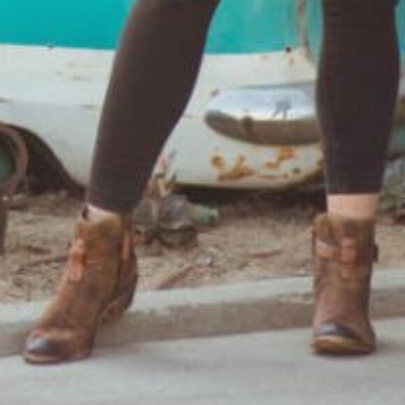 Roan Uma Hand Finished Full Grain Leather Belted Cowboy Heel Ankle Booties. 8 - Picture 11 of 12